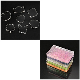 Square/Rabbit/Cat/Shell/Moon/Heart Magnetic Acrylic Mini Card Brick Goo Card, for DIY Student Handbook Sticker Decoration