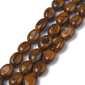 Natural Bamboo Leaf Stone Bead Strands,, Oval