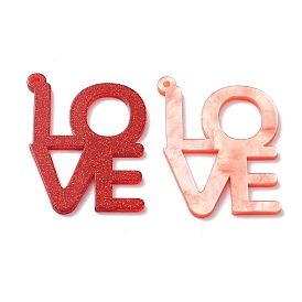 Valentine's Day Theme Acrylic Pendant, Word LOVE Charm