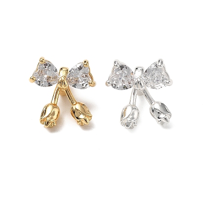 Латунные микропаве прозрачные кубические циркониевые подвески, без кадмия, без никеля и без свинца, бант с розой