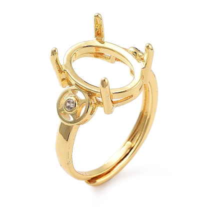 Стойка покрытие овальная латунь микропаве кубический цирконий регулируемый солитер кольцо компоненты, 4 настройки кольца зубца когтя, долговечный