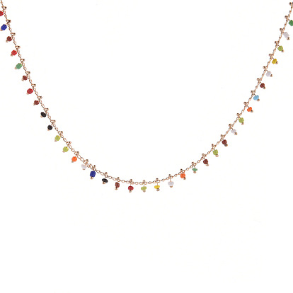 Bohemian Acrylic Beaded Necklace - Minimalist, Summer, Boho Neck Chain.
