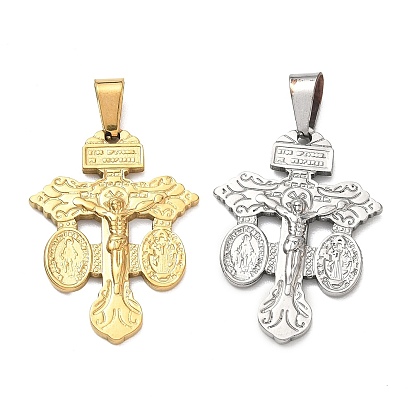 Religion 304 Stainless Steel Pendants, Corss Charms, with 201 Stainless Steel Bails, Ion Plating