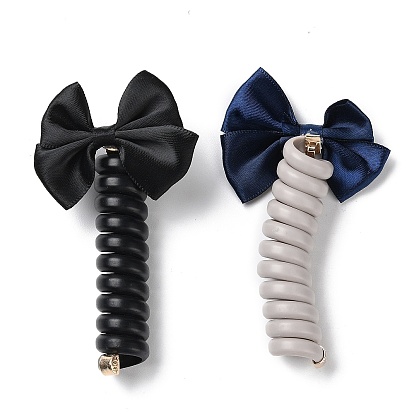 Bowknot Polyester & Rubberized Style Plastic Spiral Hair Tie for Women & Girl, Elastic Hair Rope Ponytail Holder Braid Accessories