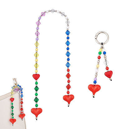 2 шт. цепочки-удлинители для сумок из сплава и подвесные украшения, сердце, с литыми пружинными кольцами