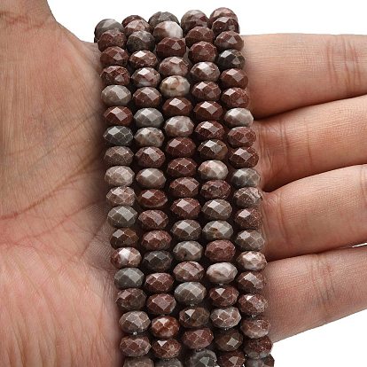 Натуральный красный линия яшмы бисер нитей, граненые, рондель