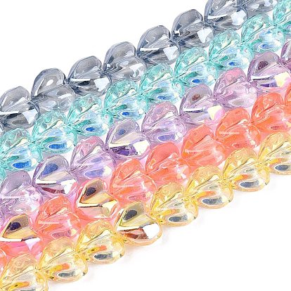 Гальванизируйте прозрачное стекло бисер нитей, сердце, с покрытием AB цвета, граненые, окрашенный и сердечный