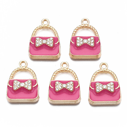 Rack Plating Alloy Enamel Pendants, with Crystal Rhinestone, Cadmium Free & Nickel Free & Lead Free, Bag