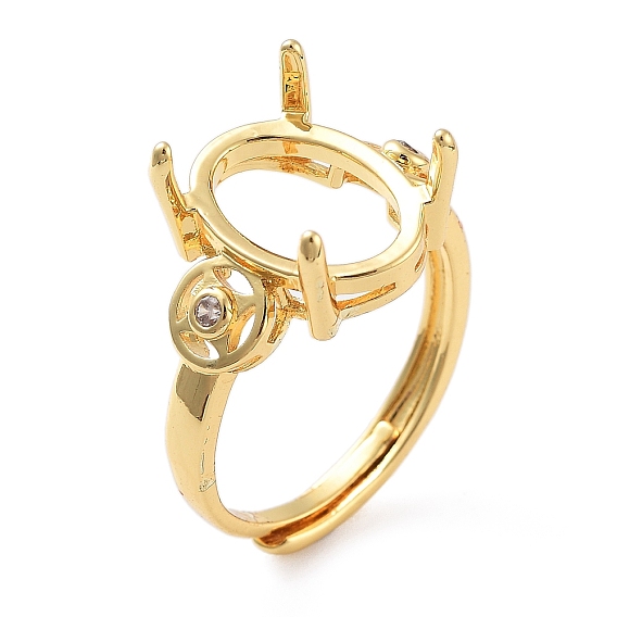 Стойка покрытие овальная латунь микропаве кубический цирконий регулируемый солитер кольцо компоненты, 4 настройки кольца зубца когтя, долговечный