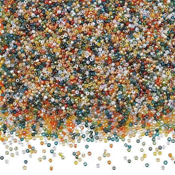 200G FGB Grade A Round Glass Seed Beads, Transparent Colours Rainbow