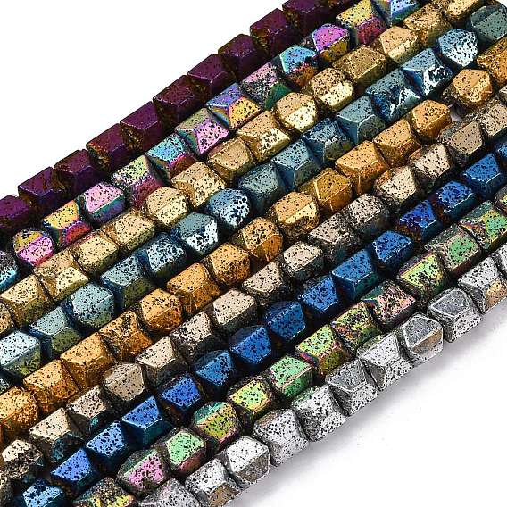 Гальванические бусины из натуральной лавы, восьмиугольник, граненые, матовый стиль