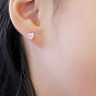 925 Sterling Silver Micro Pave Cubic Zirconia Heart Stud Earrings for Woman, Real Platinum Plated