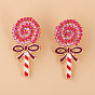 Sweet and Cute Long Lollipop Earrings with Alloy and Rhinestone for Women