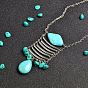 DIY Necklace Kits, Silver Tube and Turquoise Beads Pendant Chain Necklace