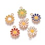 Alloy Pendants, with Enamel, Daisy, Light Gold