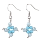 Rhombus Glass Beaded Dangle Earrings, with 304 Stainless Steel Findings