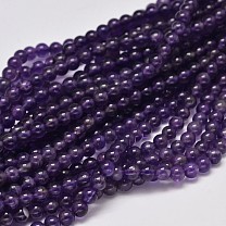 Round Grade A Natural Amethyst Bead Strands