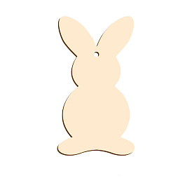 Unfinished Wood Rabbit Cutout Shape, for DIY Painting Ornament Easter Home Decor Pendants