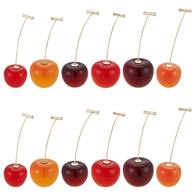 12шт. серьги-гвоздики из сплава смолы в форме вишни для женщин, золотые