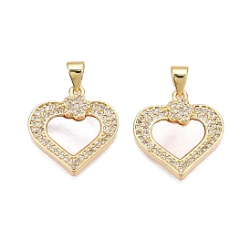 Латунные микропаве прозрачные подвески с фианитом, без кадмия и без свинца, с оболочкой, сердце прелести