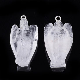 Gemstone Pendants, with Iron Findings,Angel, Platinum