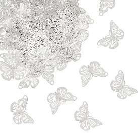 100шт. 304 филигранные соединительные подвески из нержавеющей стали, гравированные металлические украшения, ссылки бабочки