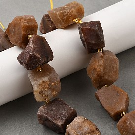 Нити бусин из необработанного натурального родонита, самородки, с бисером