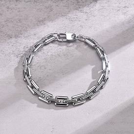 Rectangle Stainless Steel Link Chains Bracelets for Women Men