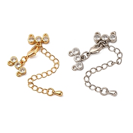 Удлинитель цепи из прозрачного кубического циркония из латуни с микропаве, с цепочкой и застежками, без кадмия, без никеля и без свинца