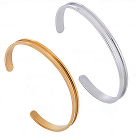 4 шт. 2 цвета c-образные 201 нержавеющая сталь рифленые манжетные браслеты, для гальваники своими руками, инкрустация кожей, изготовление браслета из глины со стразами
