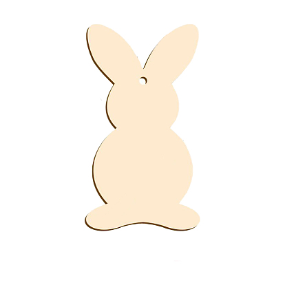 Unfinished Wood Rabbit Cutout Shape, for DIY Painting Ornament Easter Home Decor Pendants