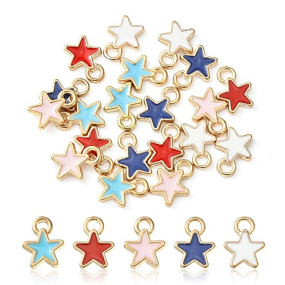 20 piezas 5 estilos encantos de aleación de esmalte, estrella, la luz de oro