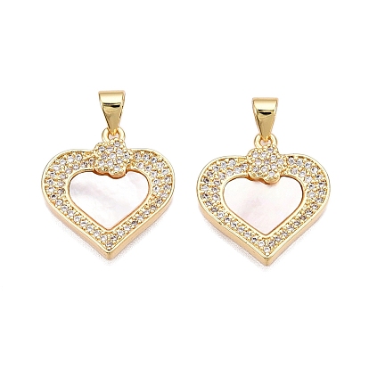 Латунные микропаве прозрачные подвески с фианитом, без кадмия и без свинца, с оболочкой, сердце прелести