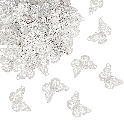 100шт. 304 филигранные соединительные подвески из нержавеющей стали, гравированные металлические украшения, ссылки бабочки