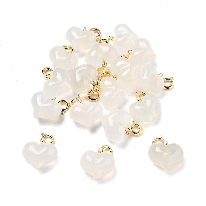 Украшения с подвесками в форме сердца из натурального агата, с медными застежками золотой тон