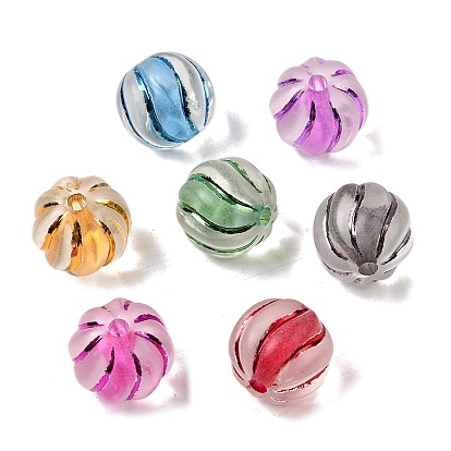 Прозрачные акриловые бусины, окрашенные спреем, тыква, матовые