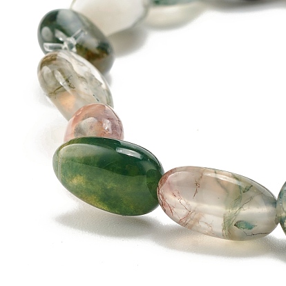 Natural Moss Agate Nuggets Beads Stretch Bracelet, Reiki Bracelet for Children