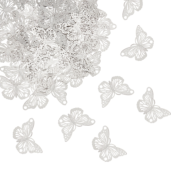 100шт. 304 филигранные соединительные подвески из нержавеющей стали, гравированные металлические украшения, ссылки бабочки