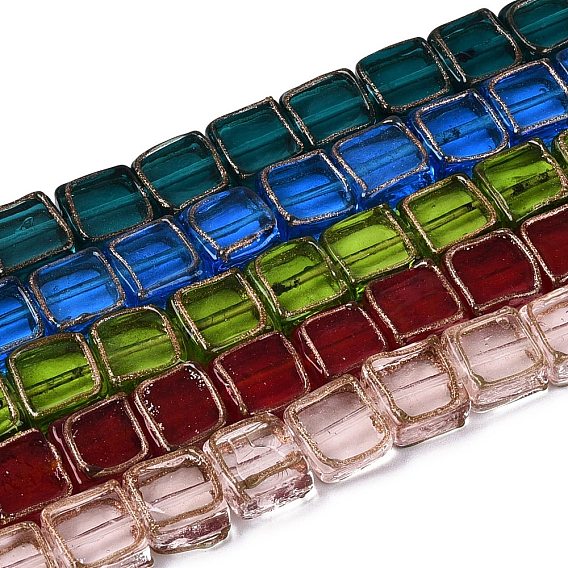 Бусины ручной работы бусины золотого песка, квадратные бусины с золотой отделкой