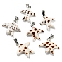 Natural Spiral Shell Pendants, Swallow Charms with Platinum Plated Alloy Snap on Bails