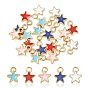 20Pcs 5 Styles Alloy Enamel Charms, Star, Light Gold