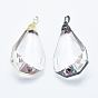 Glass Big Pendants, with Brass Findings, Faceted, Drop