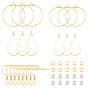 DIY Geometry Earring Making Kit, Including Teardrop & Flat Round Steel & Brass Wire Pendants, Brass Earring Hooks & Jump Rings, Plastic Ear Nuts