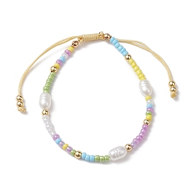 Perles de rocaille en verre réglables et bracelets de perles tressées d'imitation de perles pour femmes
