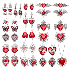 36шт. 18 стили: готический стиль, подвески из цинкового сплава с эмалью, античное серебро