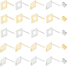 40шт. 4 стиль 304 и 201 фурнитура для сережек-гвоздиков из нержавеющей стали, с отверстием и гайками 20шт.