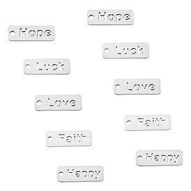 Pendentifs en acier inoxydable, rectangle avec mot