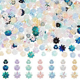 300шт 3 стили непрозрачные смоляные бусины, с покрытием AB цвета, 5-лепестков цветка