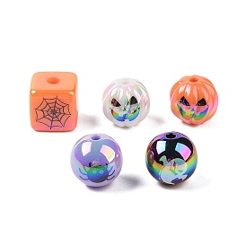 Halloween UV Plating Acrylic Beads, Round/Squares