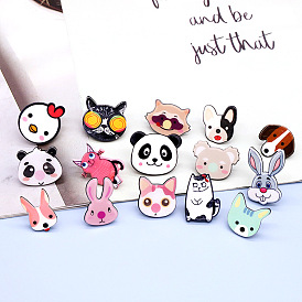 Broche en résine acrylique, mignon, animal de dessin animé, panda, lapin, chien, badge de collier